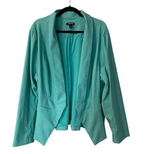 Torrid Women’s Classic Shawl Collar Blazer in Fanfare Aqua Blue Sz 4, 4X, 26 GUC